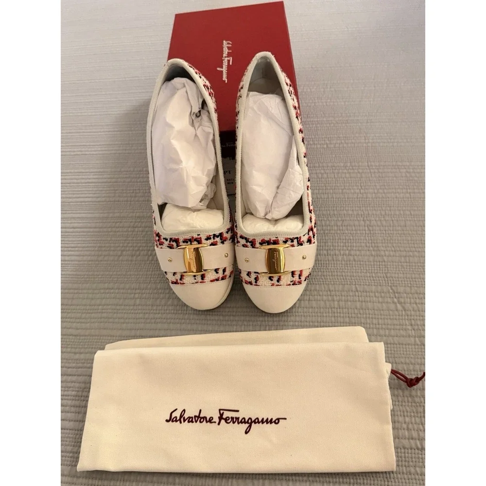 Women's Salvatore Ferragamo Kacy Woven Espadrilles Ballet Flats Size 10